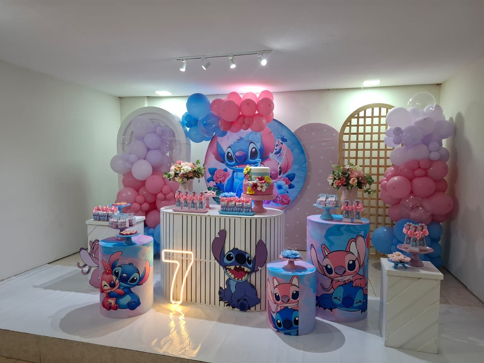 Decoração tema Stitch rosa e azul